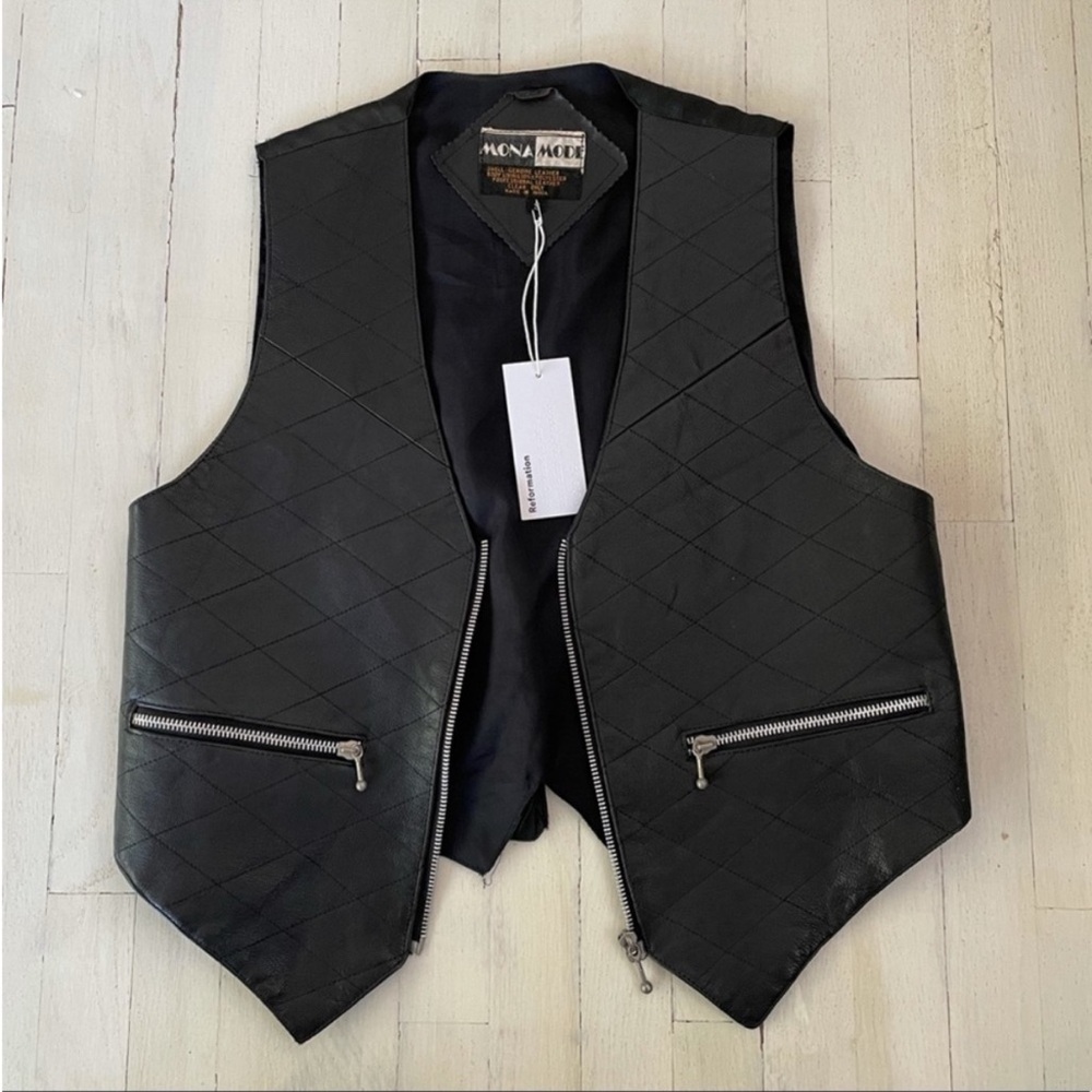 Reformation Vintage Black Leather Vest XS/S